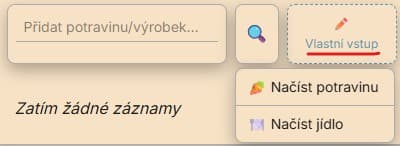Ukázka vlastního vstupu v Calorinátoru